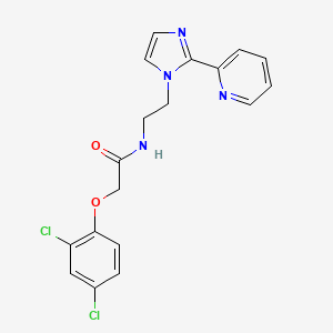 molecular formula C18H16Cl2N4O2 B2765279 2-(2,4-dichlorophenoxy)-N-(2-(2-(pyridin-2-yl)-1H-imidazol-1-yl)ethyl)acetamide CAS No. 2034233-82-2