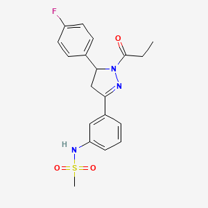 N-[3-[3-(4-fluorophenyl)-2-propanoyl-3,4-dihydropyrazol-5-yl]phenyl]methanesulfonamide