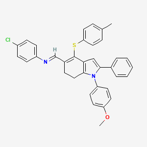 4-chloro-N-((E)-{1-(4-methoxyphenyl)-4-[(4-methylphenyl)sulfanyl]-2-phenyl-6,7-dihydro-1H-indol-5-yl}methylidene)aniline