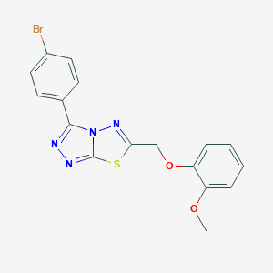 molecular formula C17H13BrN4O2S B276529 3-(4-Bromophenyl)-6-[(2-methoxyphenoxy)methyl][1,2,4]triazolo[3,4-b][1,3,4]thiadiazole 
