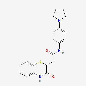 molecular formula C20H21N3O2S B2765291 2-(3-oxo-3,4-dihydro-2H-1,4-benzothiazin-2-yl)-N-[4-(pyrrolidin-1-yl)phenyl]acetamide CAS No. 329795-83-7