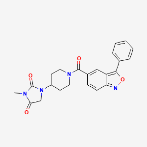 molecular formula C23H22N4O4 B2765297 3-Methyl-1-(1-(3-phenylbenzo[c]isoxazole-5-carbonyl)piperidin-4-yl)imidazolidine-2,4-dione CAS No. 2194907-17-8