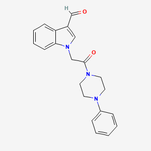 molecular formula C21H21N3O2 B2765298 1-[2-氧代-2-(4-苯基哌嗪-1-基)乙基]-1H-吲哚-3-甲醛 CAS No. 592546-81-1