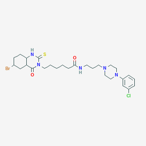 molecular formula C27H33BrClN5O2S B2765301 6-(6-溴-4-氧代-2-硫代-1,2,3,4-四氢喹唑啉-3-基)-N-{3-[4-(3-氯苯基)哌嗪-1-基]丙基}己酰胺 CAS No. 422288-19-5