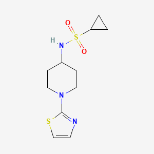 molecular formula C11H17N3O2S2 B2765302 N-(1-(噻唑-2-基)哌啶-4-基)环丙烷磺酰胺 CAS No. 1448050-71-2