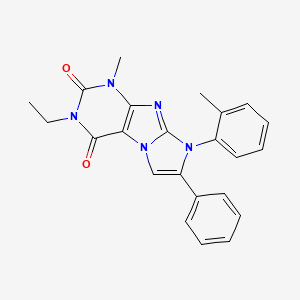 molecular formula C23H21N5O2 B2765305 3-ethyl-1-methyl-7-phenyl-8-(o-tolyl)-1H-imidazo[2,1-f]purine-2,4(3H,8H)-dione CAS No. 887881-04-1