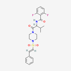 2,6-difluoro-N-[3-methyl-1-oxo-1-[4-[(E)-2-phenylethenyl]sulfonylpiperazin-1-yl]butan-2-yl]benzamide