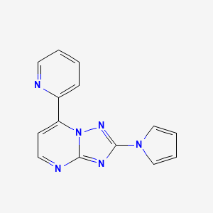 molecular formula C14H10N6 B2765320 7-(2-吡啶基)-2-(1H-吡咯-1-基)[1,2,4]三嗪[1,5-a]嘧啶 CAS No. 303146-20-5