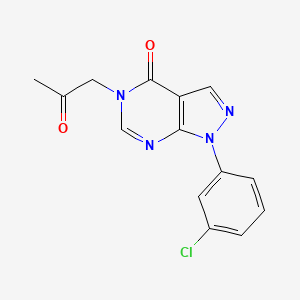 molecular formula C14H11ClN4O2 B2765330 1-(3-Chlorophenyl)-5-(2-oxopropyl)pyrazolo[3,4-d]pyrimidin-4-one CAS No. 895019-43-9