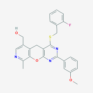 (7-{[(2-Fluorophenyl)methyl]sulfanyl}-5-(3-methoxyphenyl)-14-methyl-2-oxa-4,6,13-triazatricyclo[8.4.0.0^{3,8}]tetradeca-1(10),3(8),4,6,11,13-hexaen-11-yl)methanol