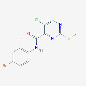 molecular formula C12H8BrClFN3OS B2765357 N-(4-溴-2-氟苯基)-5-氯-2-甲基硫代嘧啶-4-甲酸酰胺 CAS No. 898648-45-8