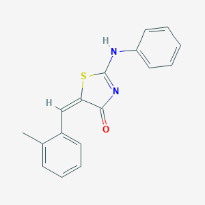 molecular formula C17H14N2OS B276536 (5E)-2-anilino-5-[(2-methylphenyl)methylidene]-1,3-thiazol-4-one 