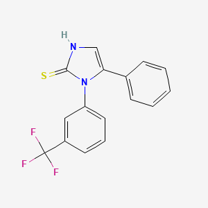 molecular formula C16H11F3N2S B2765363 5-phenyl-1-(3-(trifluoromethyl)phenyl)-1H-imidazole-2(3H)-thione CAS No. 1105190-19-9