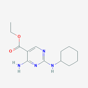 molecular formula C13H20N4O2 B276537 Ethyl 4-amino-2-(cyclohexylamino)-5-pyrimidinecarboxylate 