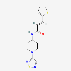 molecular formula C14H16N4OS2 B2765370 (E)-N-(1-(1,2,5-thiadiazol-3-yl)piperidin-4-yl)-3-(thiophen-2-yl)acrylamide CAS No. 2034996-90-0