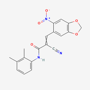 molecular formula C19H15N3O5 B2765375 2-cyano-N-(2,3-dimethylphenyl)-3-(6-nitro-2H-1,3-benzodioxol-5-yl)prop-2-enamide CAS No. 891623-70-4