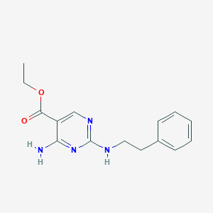 molecular formula C15H18N4O2 B276538 Ethyl 4-amino-2-[(2-phenylethyl)amino]-5-pyrimidinecarboxylate 