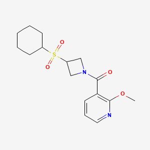 molecular formula C16H22N2O4S B2765380 (3-(Cyclohexylsulfonyl)azetidin-1-yl)(2-methoxypyridin-3-yl)methanone CAS No. 1448063-58-8