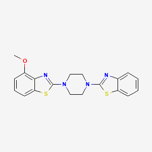 molecular formula C19H18N4OS2 B2765392 2-[4-(1,3-Benzothiazol-2-yl)piperazin-1-yl]-4-methoxy-1,3-benzothiazole CAS No. 862976-99-6