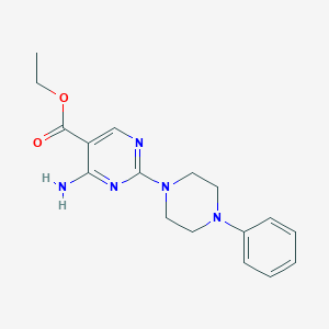 molecular formula C17H21N5O2 B276540 Ethyl 4-amino-2-(4-phenyl-1-piperazinyl)-5-pyrimidinecarboxylate 