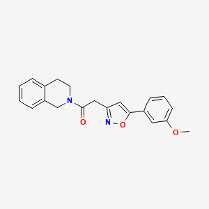 molecular formula C21H20N2O3 B2765405 1-(3,4-dihydroisoquinolin-2(1H)-yl)-2-(5-(3-methoxyphenyl)isoxazol-3-yl)ethanone CAS No. 953203-29-7