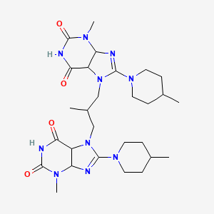 molecular formula C28H40N10O4 B2765413 3-methyl-7-(2-{[3-methyl-8-(4-methylpiperidin-1-yl)-2,6-dioxo-2,3,6,7-tetrahydro-1H-purin-7-yl]methyl}propyl)-8-(4-methylpiperidin-1-yl)-2,3,6,7-tetrahydro-1H-purine-2,6-dione CAS No. 1798489-75-4