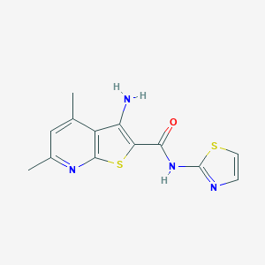 molecular formula C13H12N4OS2 B276542 3-amino-4,6-dimethyl-N-(1,3-thiazol-2-yl)thieno[2,3-b]pyridine-2-carboxamide 