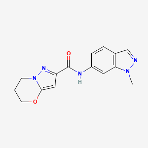 molecular formula C15H15N5O2 B2765422 N-(1-甲基-1H-吲唑-6-基)-6,7-二氢-5H-嘧啶并[5,1-b][1,3]噁嗪-2-羧酰胺 CAS No. 1448077-41-5