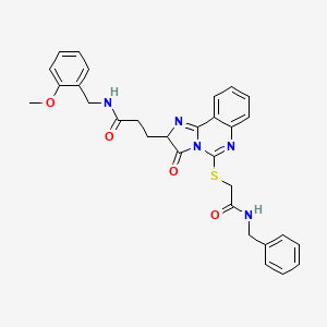 molecular formula C30H29N5O4S B2765430 3-(5-{[(benzylcarbamoyl)methyl]sulfanyl}-3-oxo-2H,3H-imidazo[1,2-c]quinazolin-2-yl)-N-[(2-methoxyphenyl)methyl]propanamide CAS No. 1101804-95-8