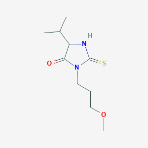 molecular formula C10H18N2O2S B2765440 3-(3-Methoxypropyl)-5-(propan-2-yl)-2-sulfanylideneimidazolidin-4-one CAS No. 1009273-57-7