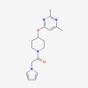 molecular formula C17H22N4O2 B2765446 1-(4-((2,6-dimethylpyrimidin-4-yl)oxy)piperidin-1-yl)-2-(1H-pyrrol-1-yl)ethanone CAS No. 2034559-29-8