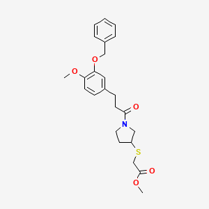 molecular formula C24H29NO5S B2765448 甲酸2-((1-(3-(3-(苄氧基)-4-甲氧基苯基)丙酰)吡咯烷-3-基)硫)乙酸酯 CAS No. 2034526-80-0