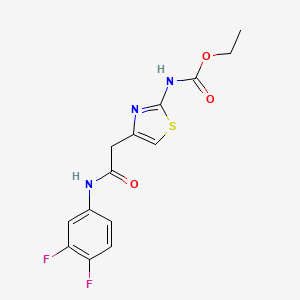 molecular formula C14H13F2N3O3S B2765452 乙酸(4-(2-((3,4-二氟苯基)氨基)-2-氧代乙基)噻唑-2-基)甲酸酯 CAS No. 946236-77-7