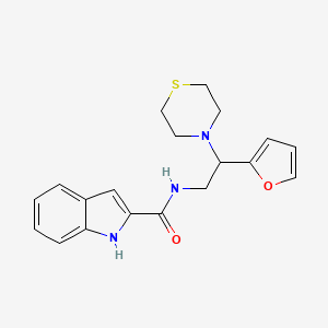 molecular formula C19H21N3O2S B2765464 N-(2-(furan-2-yl)-2-thiomorpholinoethyl)-1H-indole-2-carboxamide CAS No. 2034574-57-5