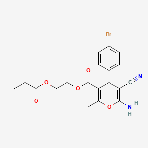 molecular formula C20H19BrN2O5 B2765473 2-(甲基丙烯酰氧基)乙基-6-氨基-4-(4-溴苯基)-5-氰基-2-甲基-4H-吡喃-3-甲酸酯 CAS No. 939888-96-7