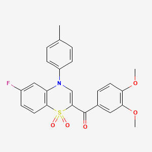 molecular formula C24H20FNO5S B2765477 (3,4-dimethoxyphenyl)[6-fluoro-4-(4-methylphenyl)-1,1-dioxido-4H-1,4-benzothiazin-2-yl]methanone CAS No. 1114872-63-7