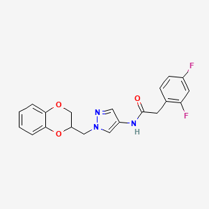 molecular formula C20H17F2N3O3 B2765480 2-(2,4-difluorophenyl)-N-(1-((2,3-dihydrobenzo[b][1,4]dioxin-2-yl)methyl)-1H-pyrazol-4-yl)acetamide CAS No. 1795299-58-9