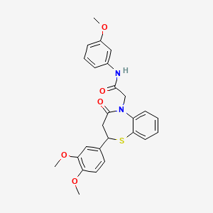 molecular formula C26H26N2O5S B2765482 2-[2-(3,4-dimethoxyphenyl)-4-oxo-2,3,4,5-tetrahydro-1,5-benzothiazepin-5-yl]-N-(3-methoxyphenyl)acetamide CAS No. 847487-28-9