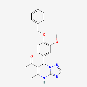 molecular formula C22H22N4O3 B2765492 1-{7-[4-(Benzyloxy)-3-methoxyphenyl]-5-methyl-4,7-dihydro[1,2,4]triazolo[1,5-a]pyrimidin-6-yl}ethanone CAS No. 361481-31-4