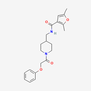 molecular formula C21H26N2O4 B2765494 2,5-二甲基-N-((1-(2-苯氧乙酰)哌啶-4-基)甲基)呋喃-3-甲酰胺 CAS No. 1235293-19-2