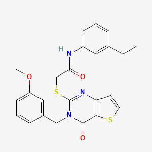 molecular formula C24H23N3O3S2 B2765499 N-(3-乙基苯基)-2-{[3-(3-甲氧基苄基)-4-氧代-3,4-二氢噻吩[3,2-d]嘧啶-2-基]硫代}乙酰胺 CAS No. 1252822-02-8