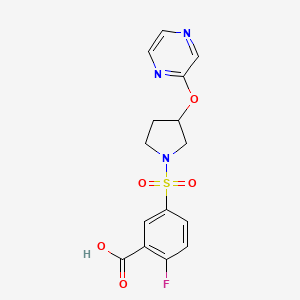 2-Fluoro-5-((3-(pyrazin-2-yloxy)pyrrolidin-1-yl)sulfonyl)benzoic acid