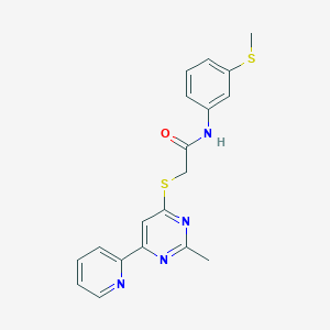 molecular formula C19H18N4OS2 B2765505 2-((2-甲基-6-(吡啶-2-基)嘧啶-4-基)硫代)-N-(3-(甲硫基)苯基)乙酰胺 CAS No. 1251574-48-7