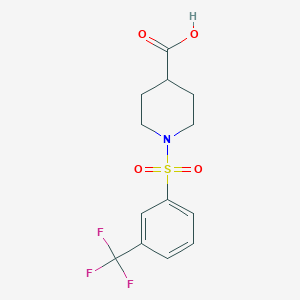 molecular formula C13H14F3NO4S B2765509 1-{[3-(Trifluoromethyl)phenyl]sulfonyl}piperidine-4-carboxylic acid CAS No. 630049-57-9