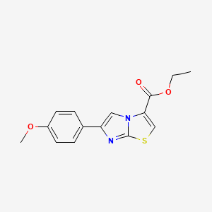 molecular formula C15H14N2O3S B2765514 Ethyl 6-(4-methoxyphenyl)imidazo[2,1-b][1,3]thiazole-3-carboxylate CAS No. 393107-91-0