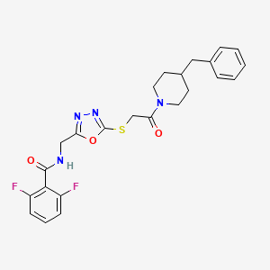 molecular formula C24H24F2N4O3S B2765526 N-((5-((2-(4-苄基哌啶-1-基)-2-氧代乙基)硫代-1,3,4-噁二唑-2-基)甲基)-2,6-二氟苯甲酰胺) CAS No. 872621-41-5