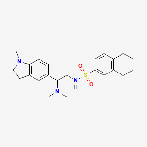 molecular formula C23H31N3O2S B2765530 N-(2-(二甲基氨基)-2-(1-甲基吲哚-5-基)乙基)-5,6,7,8-四氢萘-2-磺酰胺 CAS No. 953965-49-6