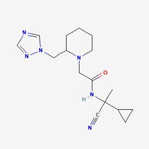 molecular formula C16H24N6O B2765541 N-(1-cyano-1-cyclopropylethyl)-2-{2-[(1H-1,2,4-triazol-1-yl)methyl]piperidin-1-yl}acetamide CAS No. 1311659-70-7