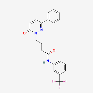 molecular formula C21H18F3N3O2 B2765552 4-(6-oxo-3-phenylpyridazin-1(6H)-yl)-N-(3-(trifluoromethyl)phenyl)butanamide CAS No. 953158-44-6