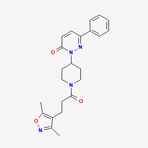 molecular formula C23H26N4O3 B2765553 2-[1-[3-(3,5-Dimethyl-1,2-oxazol-4-yl)propanoyl]piperidin-4-yl]-6-phenylpyridazin-3-one CAS No. 2380058-87-5